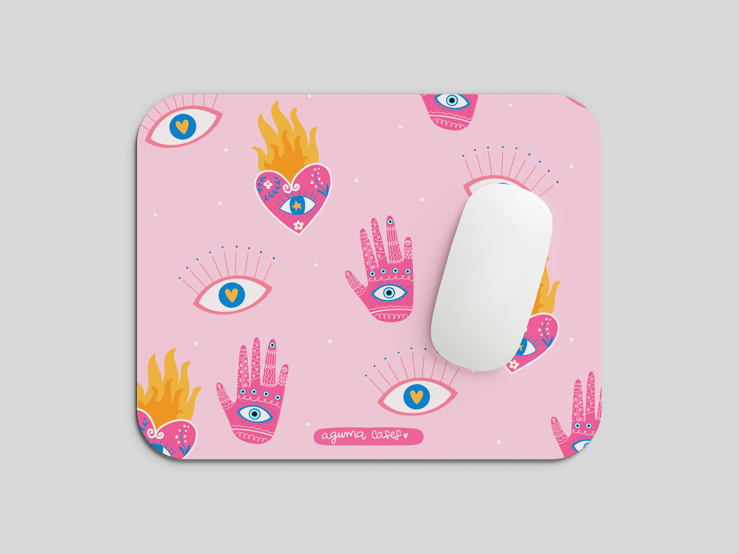 Case + Mouse Pad. Diseño protección rosa